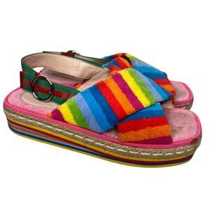 Gucci Rainbow Terry Platform Sandals Size 39.5
